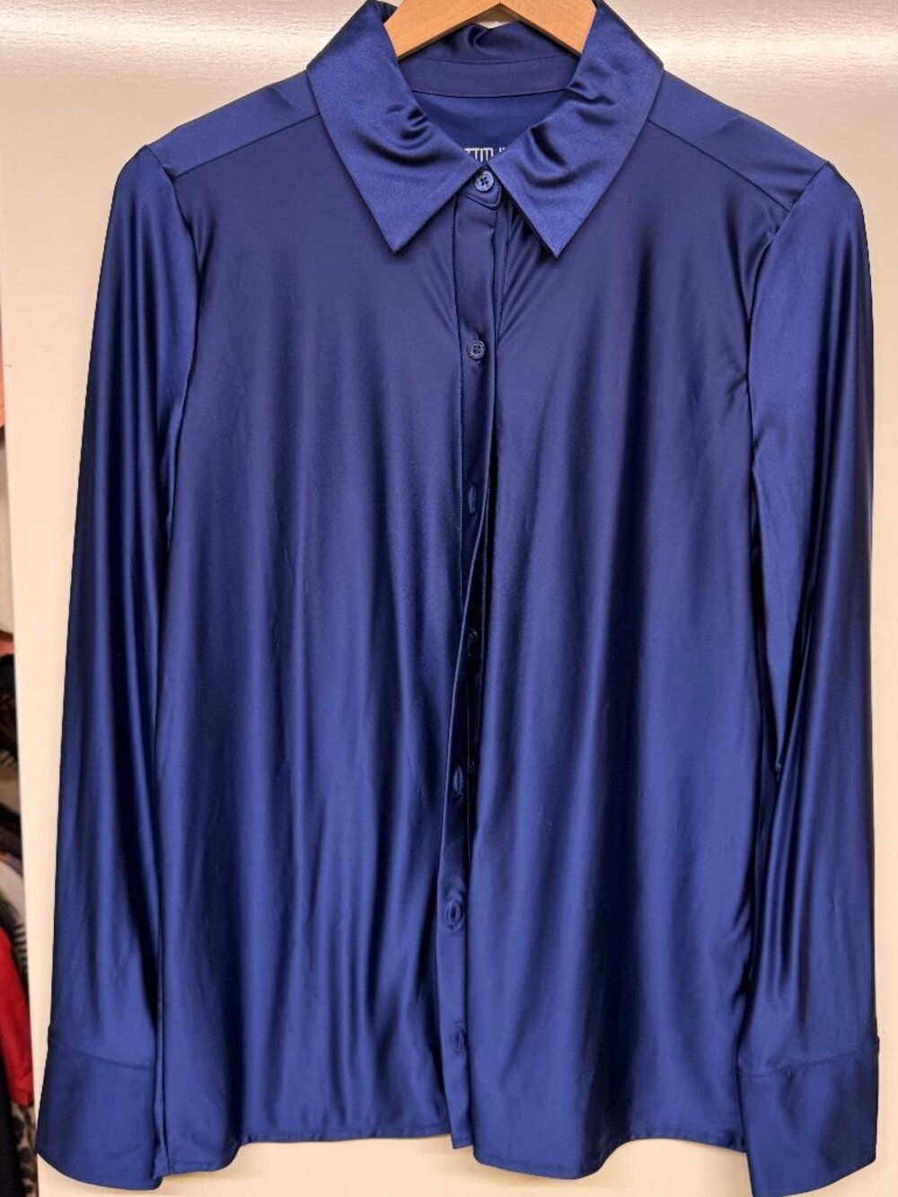 Attitudes by Renee Royal Blue Button Front Blouse - XS